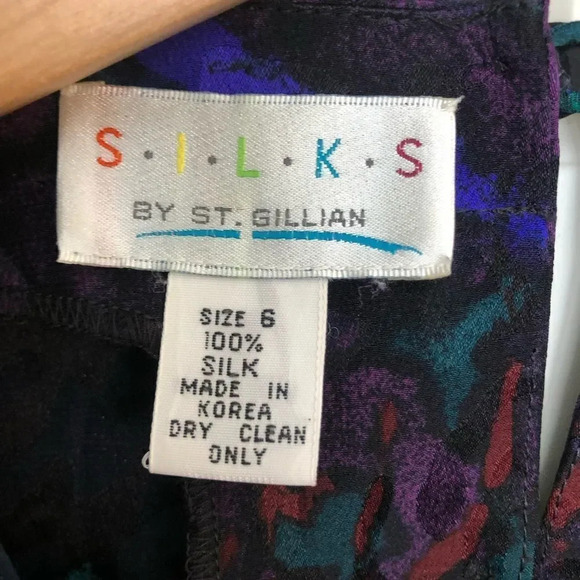 𝅺S•I•L•K•S  by St. Gillian 100% silk vintage MCM Art Deco oversized blouse  6 - Picture 7 of 12